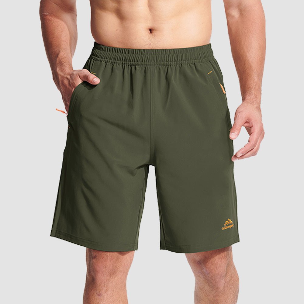 Army Green Men's Quick Dry Hiking Shorts with Zipper Pockets - Lightweight Athletic Shorts - MAGCOMSEN