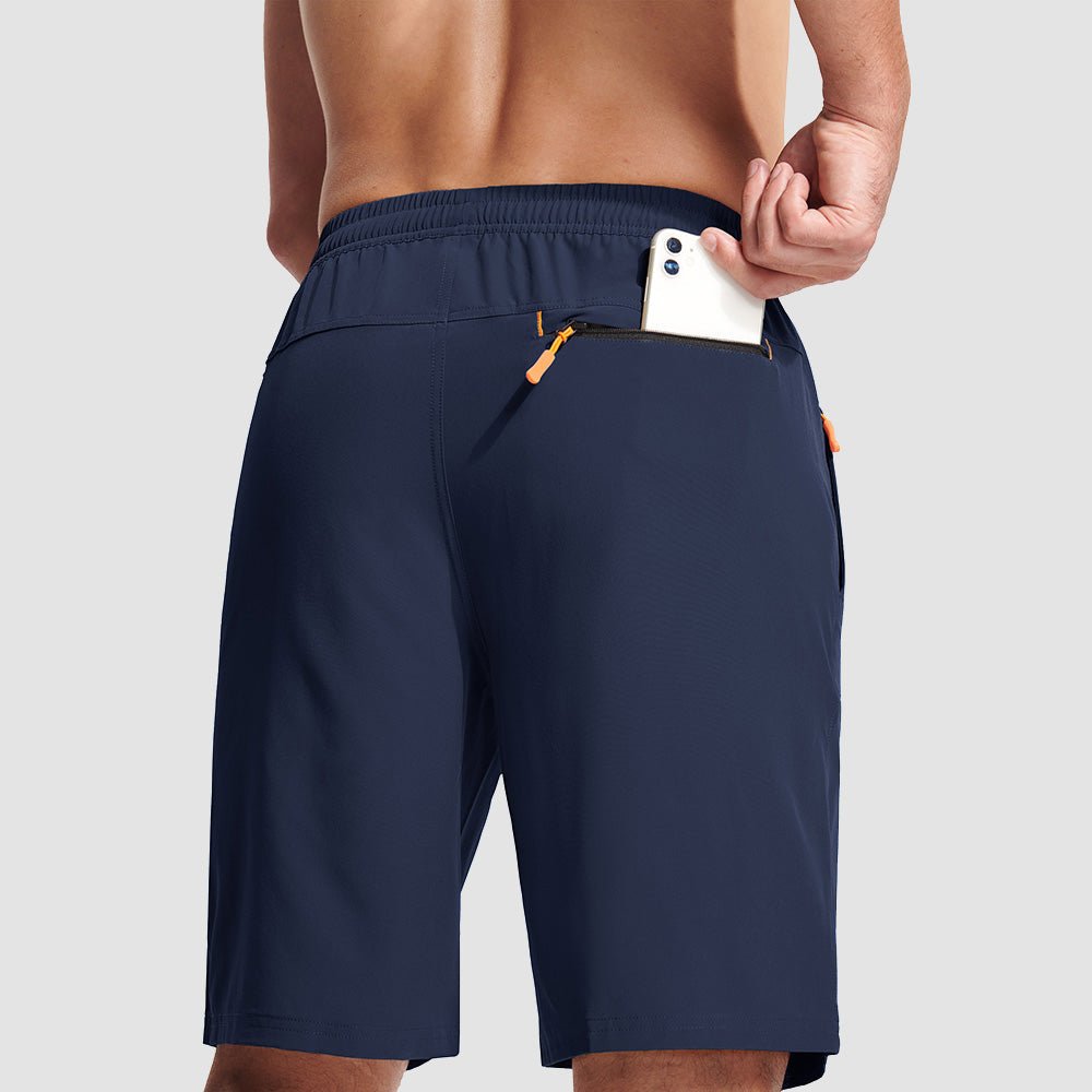 Navy Men's Quick Dry Hiking Shorts with Zipper Pockets - Lightweight Athletic Shorts - MAGCOMSEN