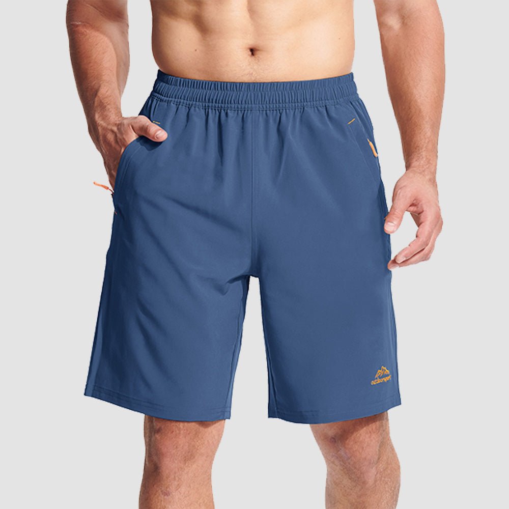 Blue Grey Men's Quick Dry Hiking Shorts with Zipper Pockets - Lightweight Athletic Shorts - MAGCOMSEN