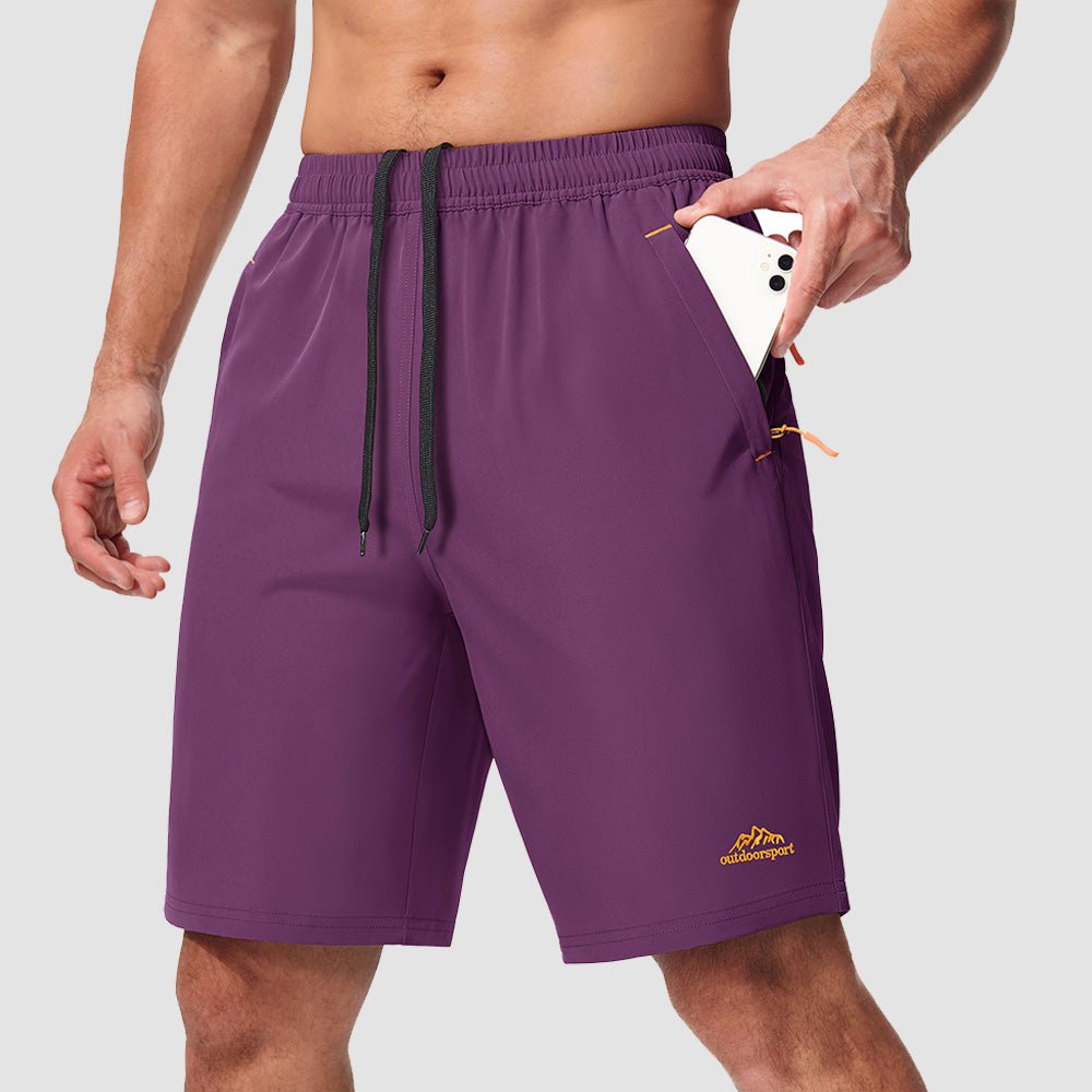 Purple Red Men's Quick Dry Hiking Shorts with Zipper Pockets - Lightweight Athletic Shorts - MAGCOMSEN
