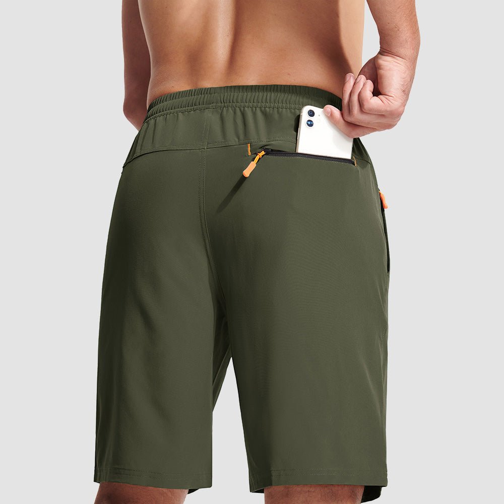 Army Green Men's Quick Dry Hiking Shorts with Zipper Pockets - Lightweight Athletic Shorts - MAGCOMSEN
