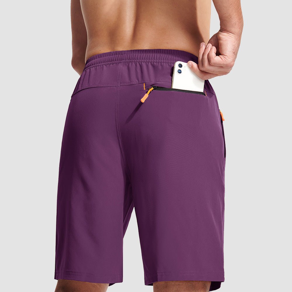 Purple Red Men's Quick Dry Hiking Shorts with Zipper Pockets - Lightweight Athletic Shorts - MAGCOMSEN