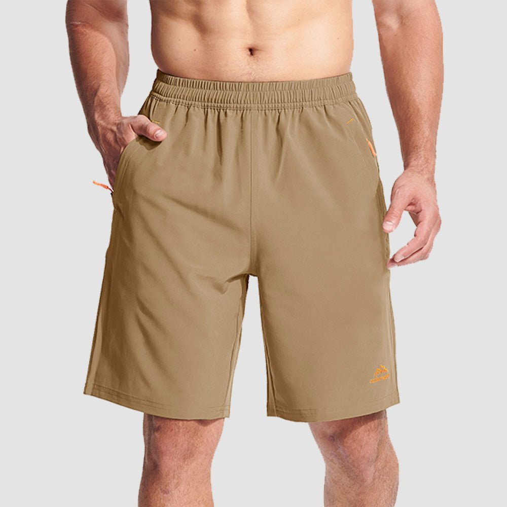 Khaki Men's Quick Dry Hiking Shorts with Zipper Pockets - Lightweight Athletic Shorts - MAGCOMSEN