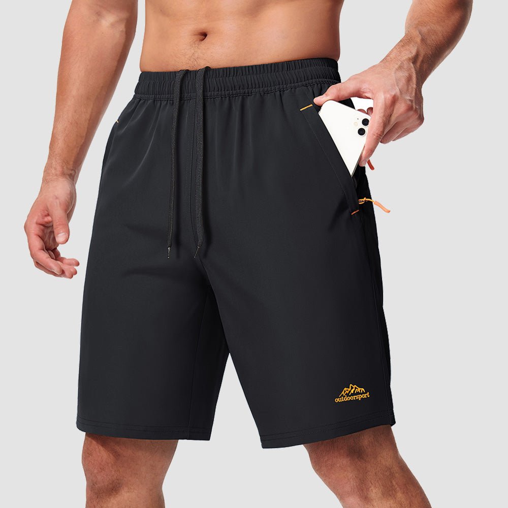 Black Men's Quick Dry Hiking Shorts with Zipper Pockets - Lightweight Athletic Shorts - MAGCOMSEN
