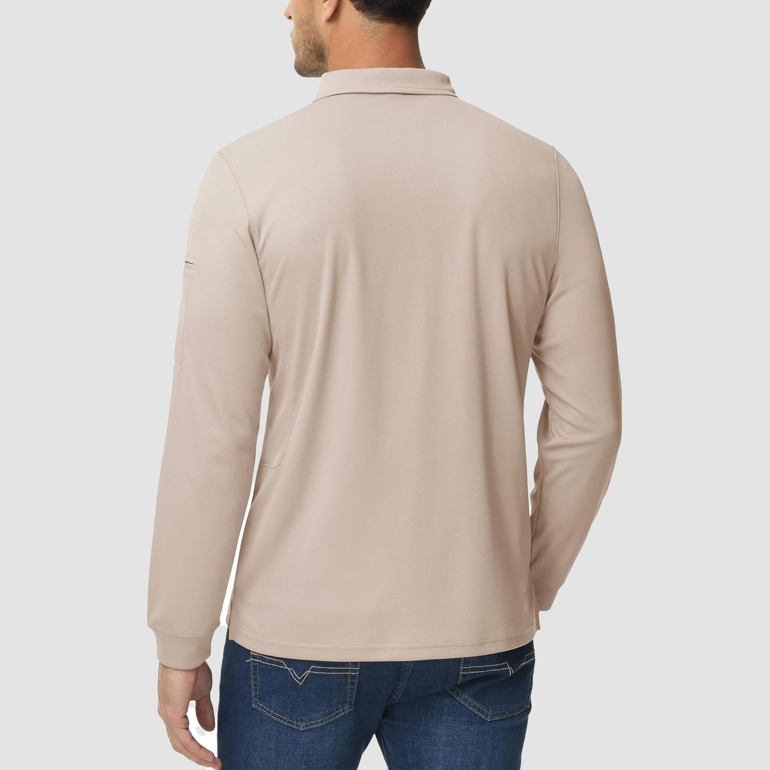 Men's Quick Dry Tactical Polo - Long Sleeve Performance Shirt Dark Grey by MAGCOMSEN #Color_Khaki