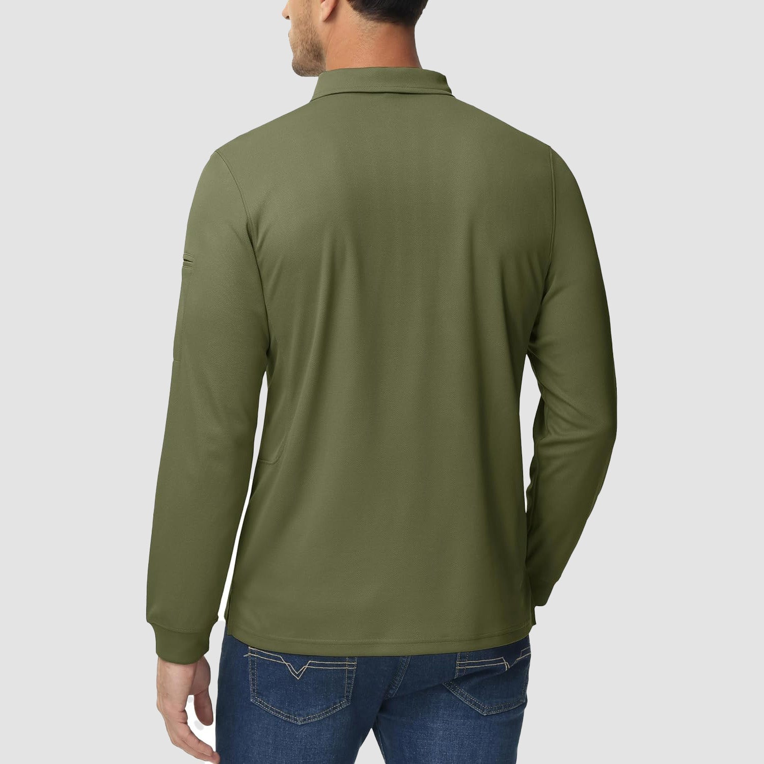 Men's Quick Dry Tactical Polo - Long Sleeve Performance Shirt Dark Grey by MAGCOMSEN #Color_Army Green