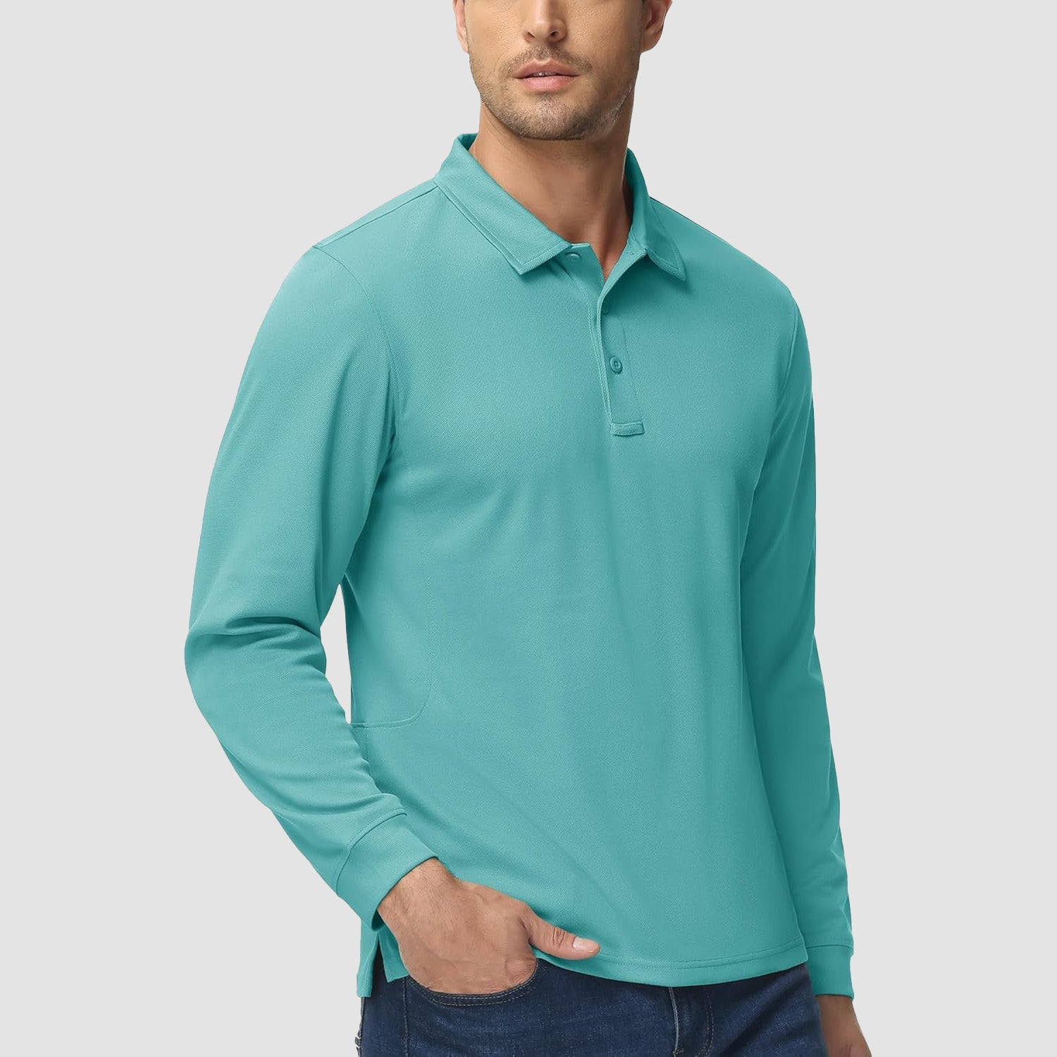 Men's Quick Dry Tactical Polo - Long Sleeve Performance Shirt Dark Grey by MAGCOMSEN #Color_Grey Green