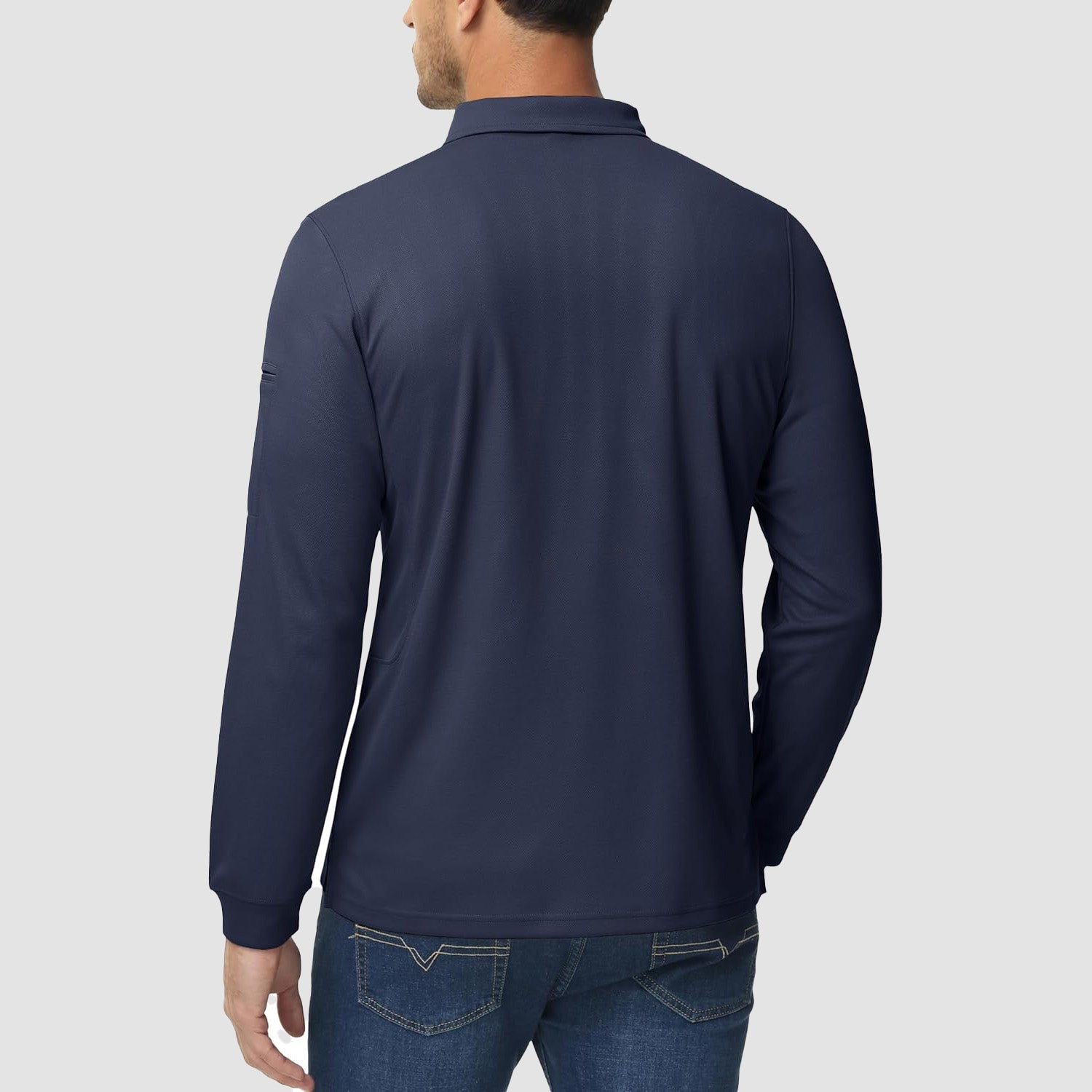Men's Quick Dry Tactical Polo - Long Sleeve Performance Shirt Dark Grey by MAGCOMSEN #Color_Navy