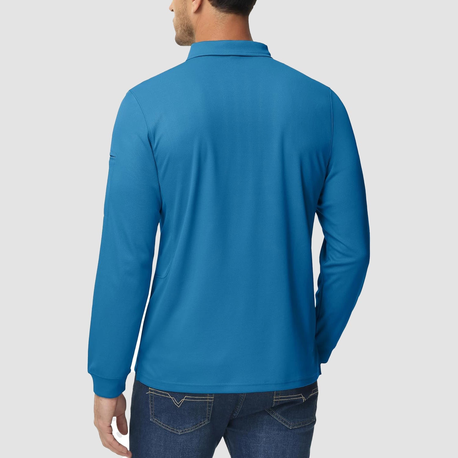 Men's Quick Dry Tactical Polo - Long Sleeve Performance Shirt Dark Grey by MAGCOMSEN #Color_Blue Green
