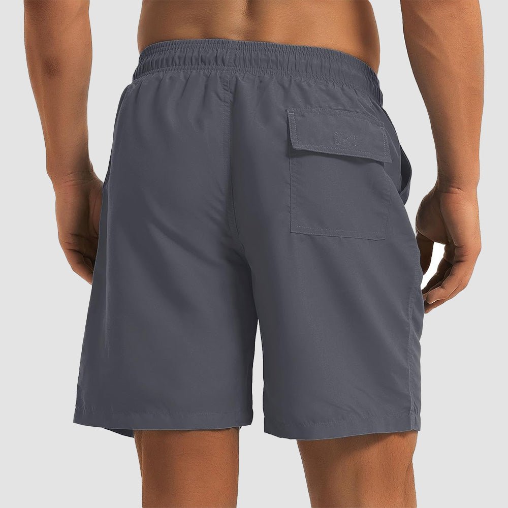 dark grey Men's Quick Dry Swim Trunks - Mesh Lining, Multi - Pocket Shorts - MAGCOMSEN