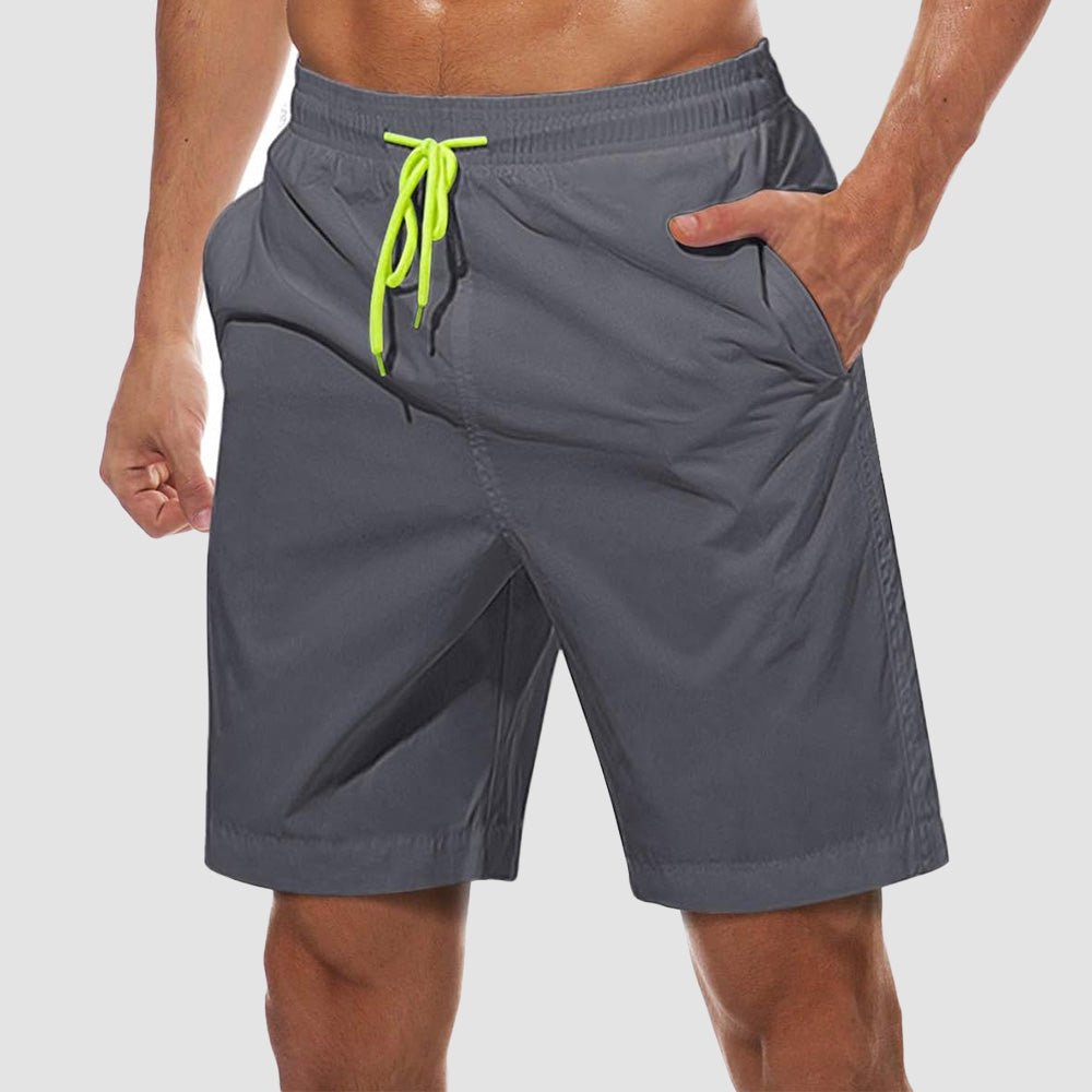dark grey Men's Quick Dry Swim Trunks - Mesh Lining, Multi - Pocket Shorts - MAGCOMSEN