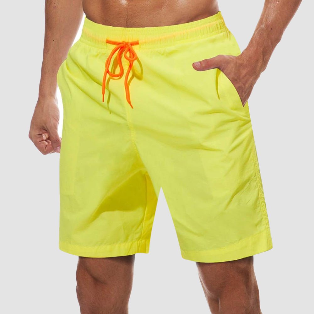 yellow Men's Quick Dry Swim Trunks - Mesh Lining, Multi - Pocket Shorts - MAGCOMSEN