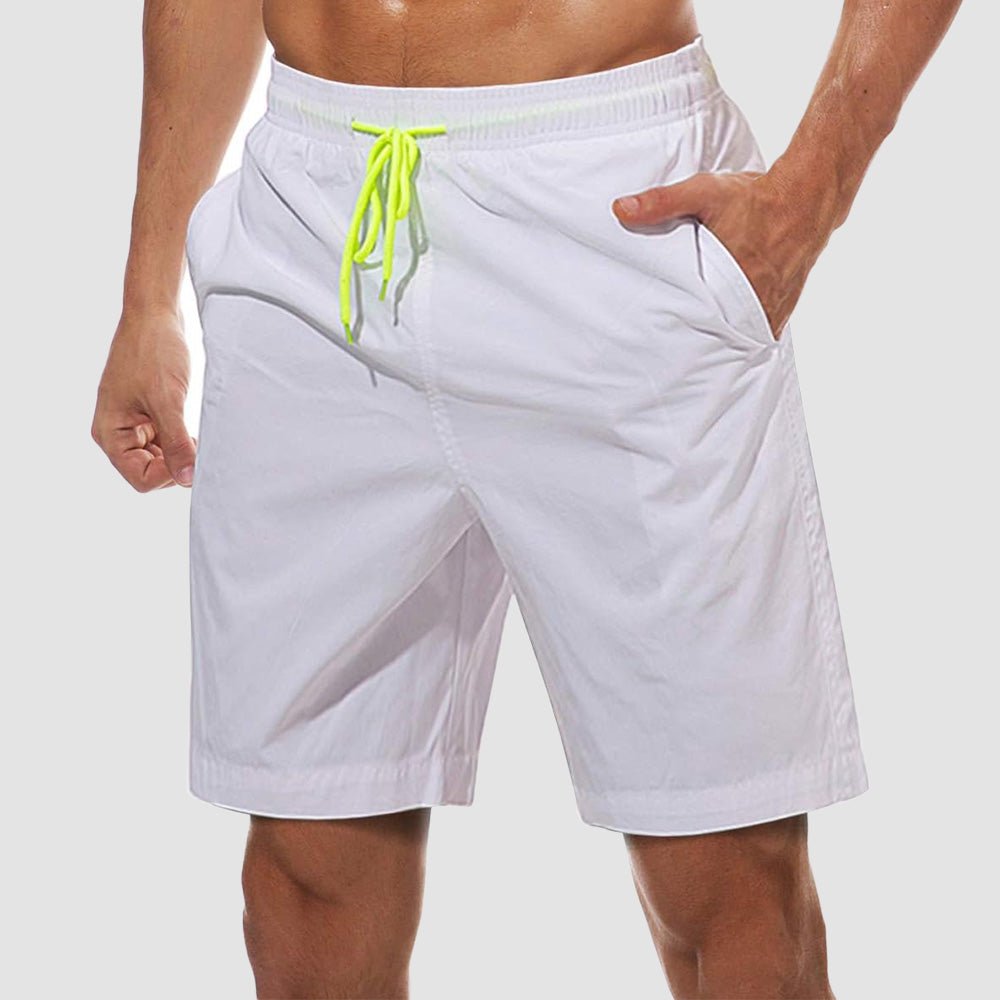 white Men's Quick Dry Swim Trunks - Mesh Lining, Multi - Pocket Shorts - MAGCOMSEN