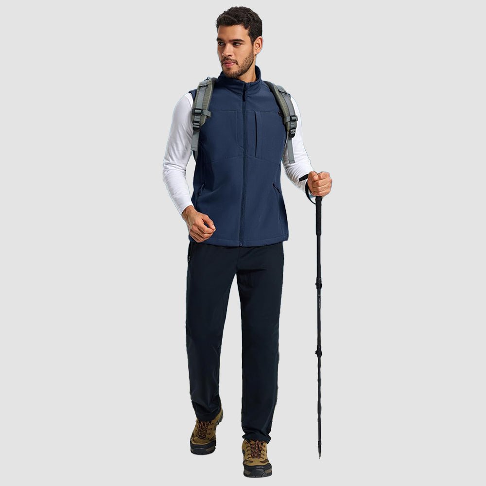 Navy Men's Softshell Vest Windproof Lightweight Hiking Jacket - MAGCOMSEN