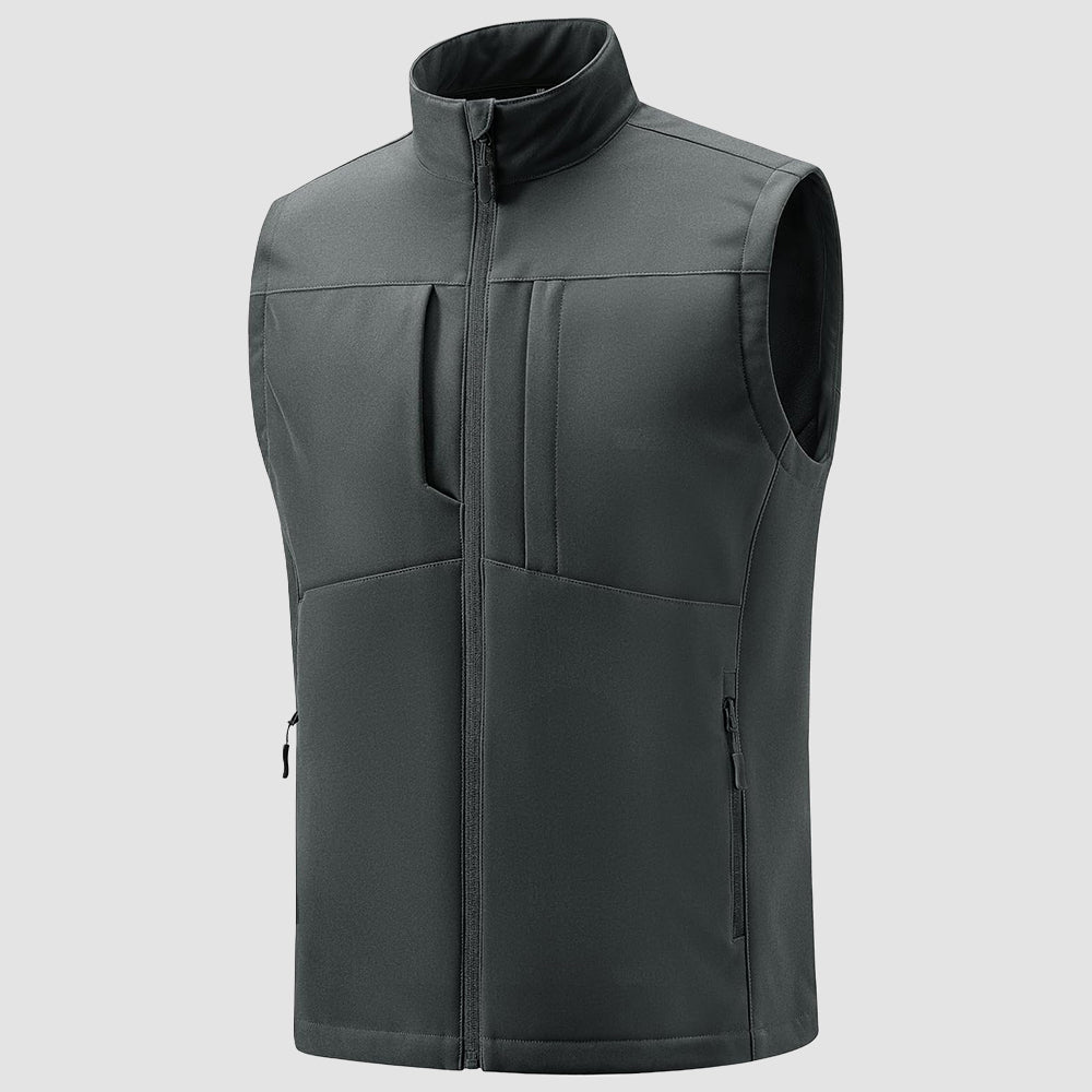 Dark Grey Men's Softshell Vest Windproof Lightweight Hiking Jacket - MAGCOMSEN