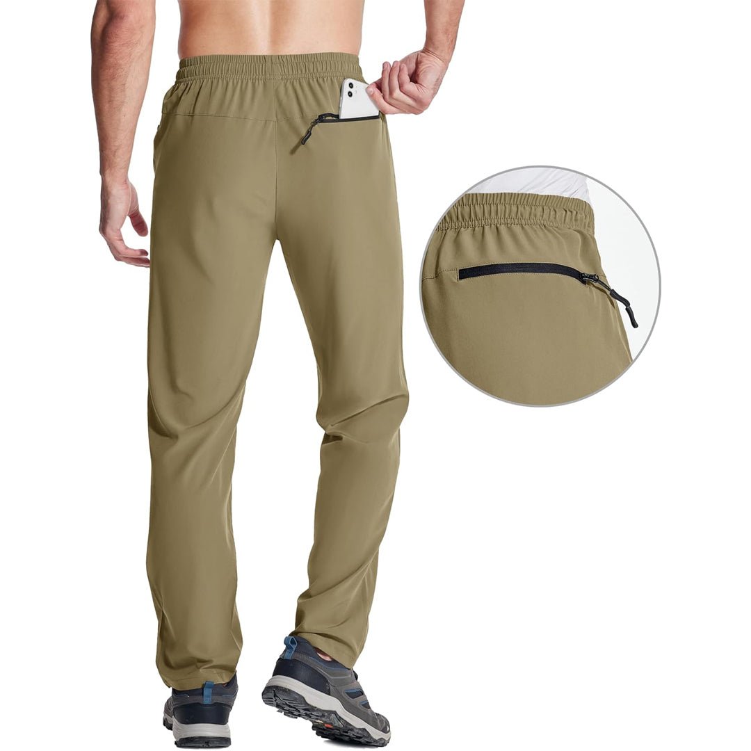 Khaki Men's Sweatpants Stretch Lightweight Quick Dry Trousers - MAGCOMSEN