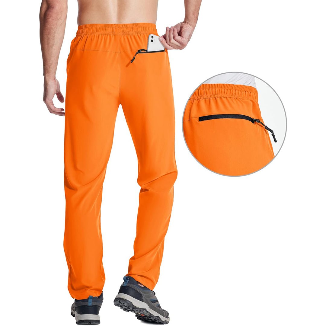 Orange Men's Sweatpants Stretch Lightweight Quick Dry Trousers - MAGCOMSEN