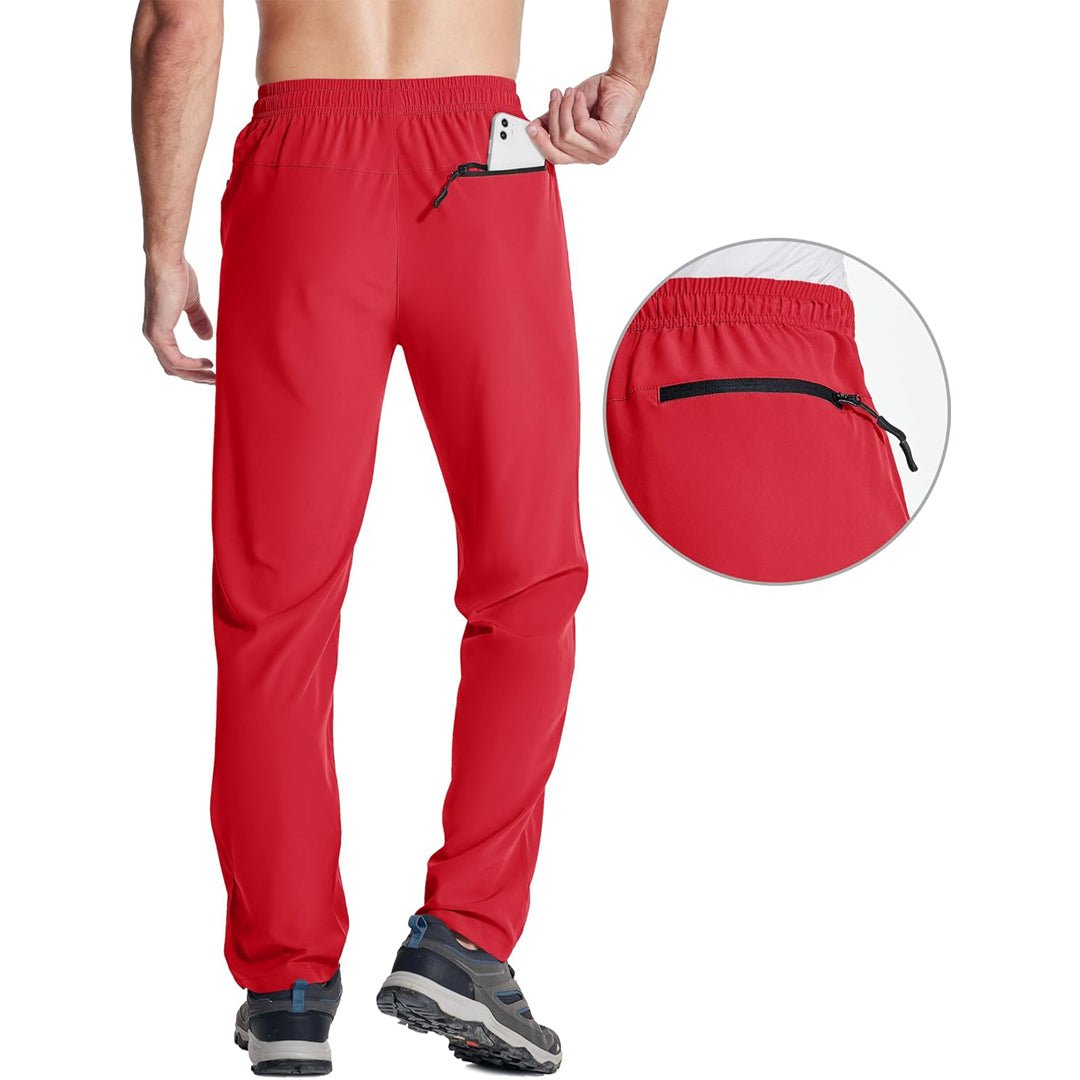 Red Men's Sweatpants Stretch Lightweight Quick Dry Trousers - MAGCOMSEN