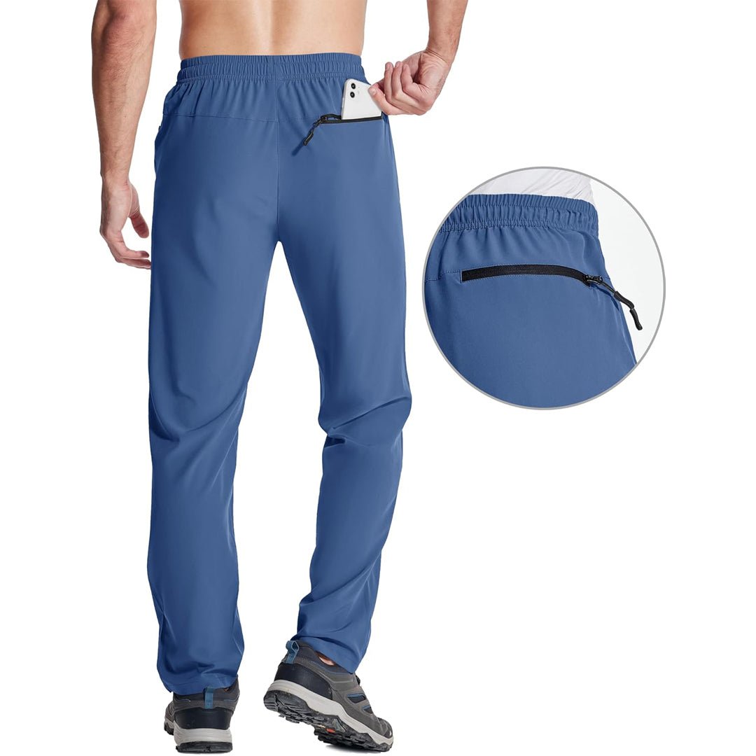 Blue Grey Men's Sweatpants Stretch Lightweight Quick Dry Trousers - MAGCOMSEN