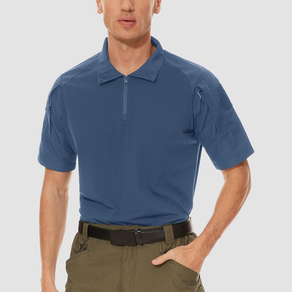 Blue Grey Men's Tactical 1/4 Zip Camo Shirts | Slim Fit - MAGCOMSEN