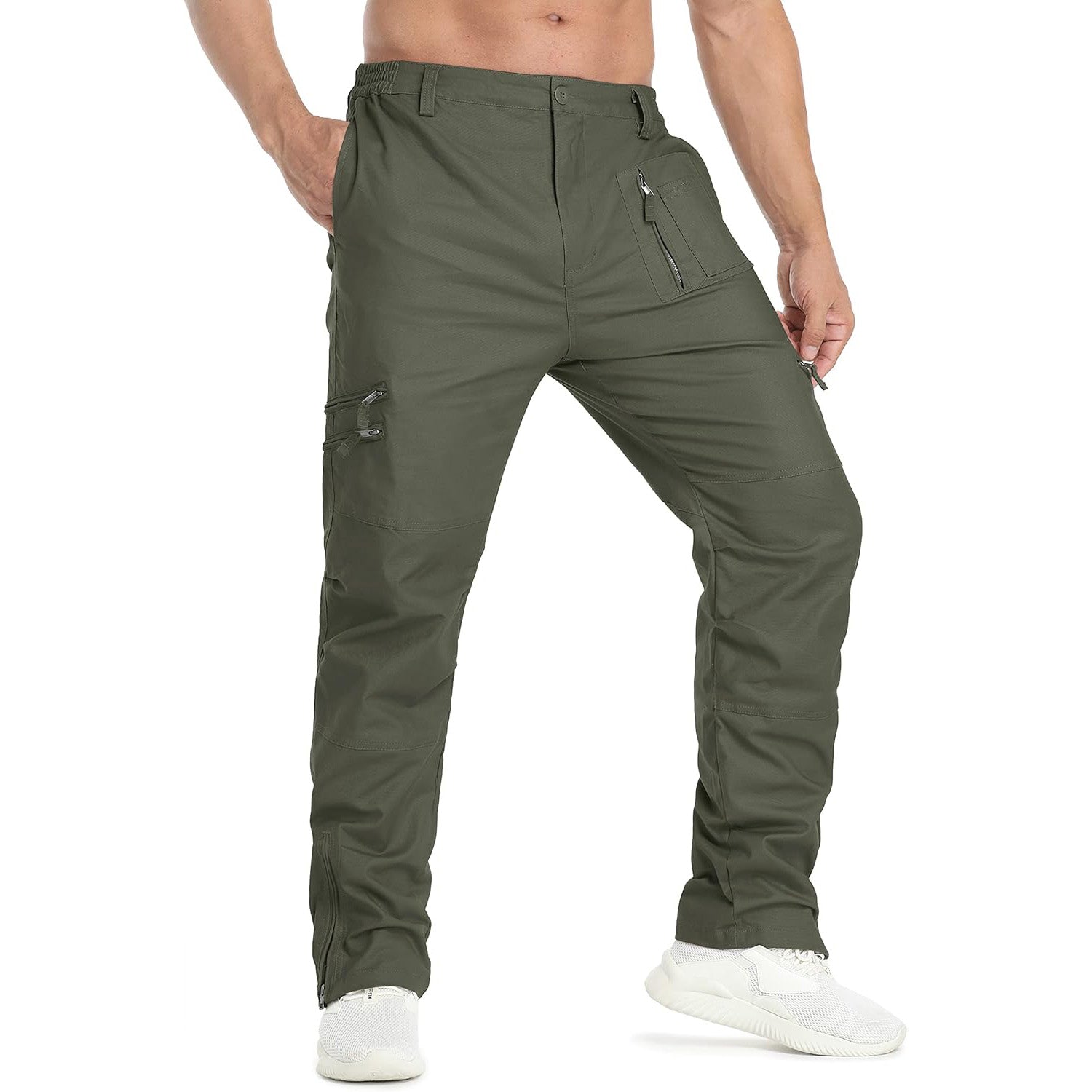 Men's Tactical Cargo Pants with 9 Pockets for Hiking - MAGCOMSEN Color_Green