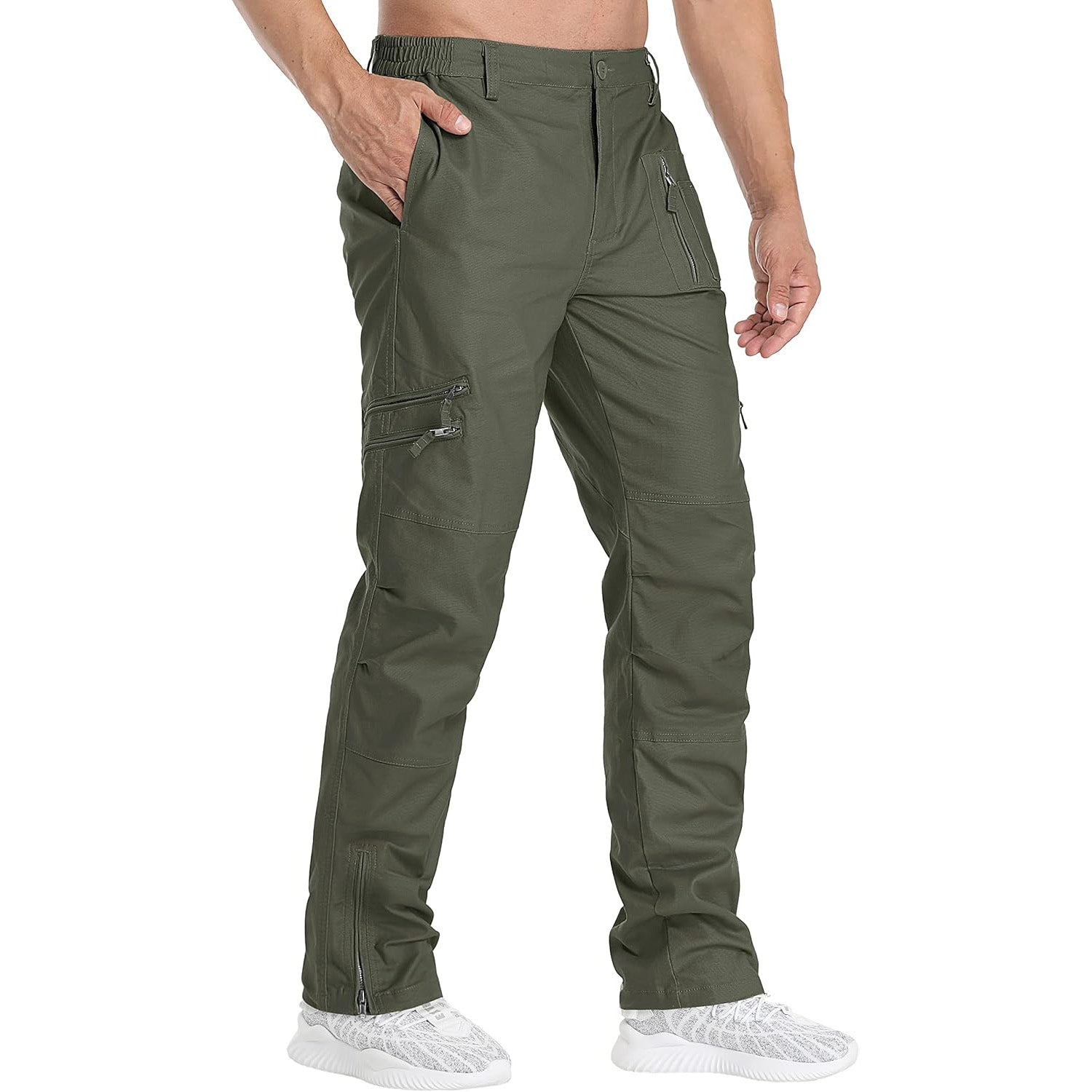 Men's Tactical Cargo Pants with 9 Pockets for Hiking - MAGCOMSEN Color_Green