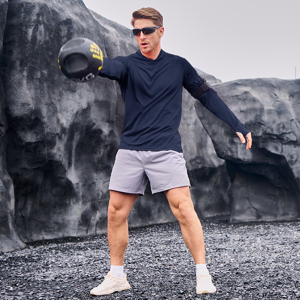 Navy Men's UPF 50+ Hooded Fishing Shirts | Sun Protection - MAGCOMSEN