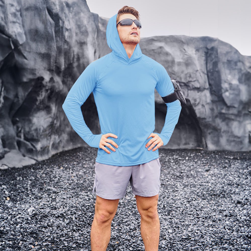 Blue Men's UPF 50+ Hooded Fishing Shirts | Sun Protection - MAGCOMSEN