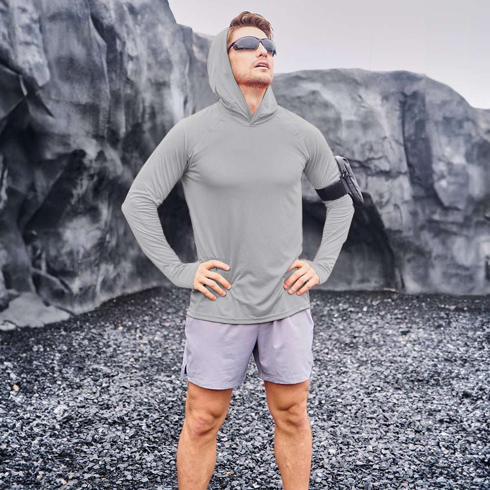 Grey Men's UPF 50+ Hooded Fishing Shirts | Sun Protection - MAGCOMSEN #Color_Grey