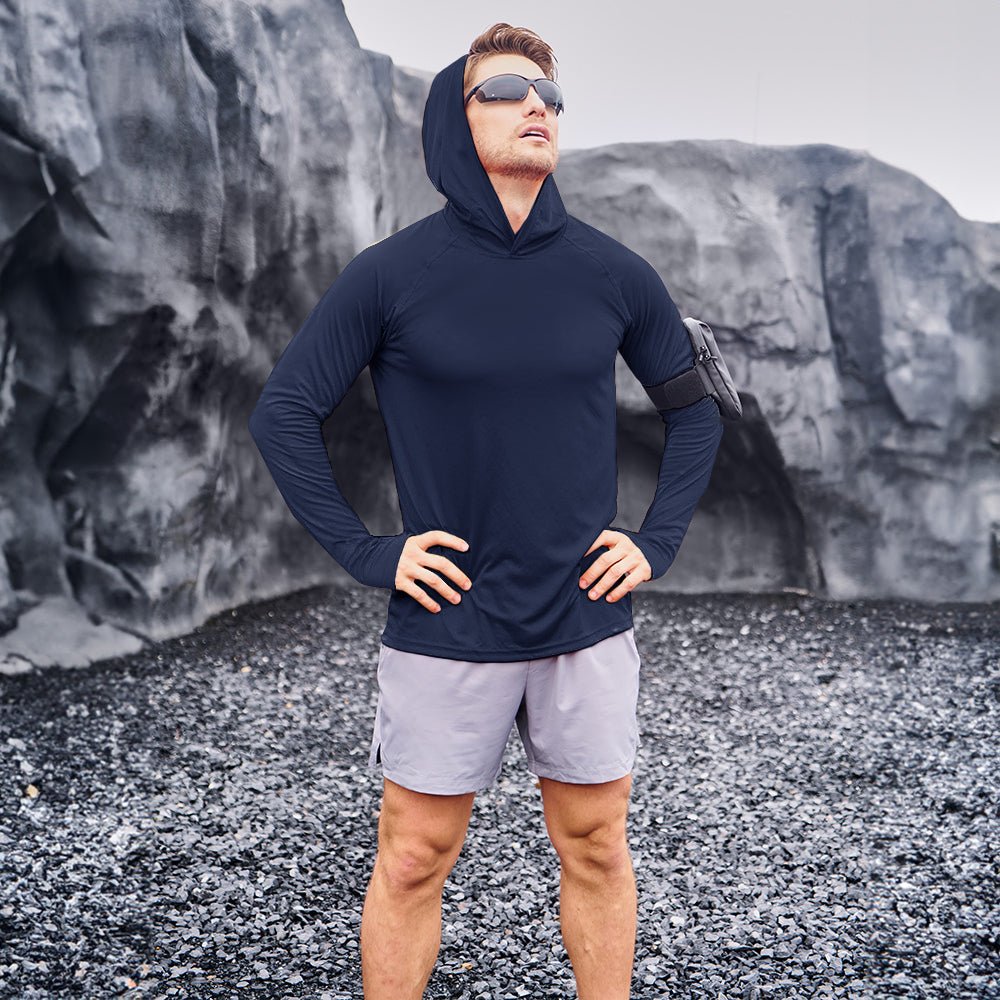 Navy Men's UPF 50+ Hooded Fishing Shirts | Sun Protection - MAGCOMSEN #Color_Navy