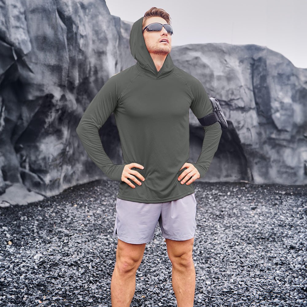 Dark Grey Men's UPF 50+ Hooded Fishing Shirts | Sun Protection - MAGCOMSEN