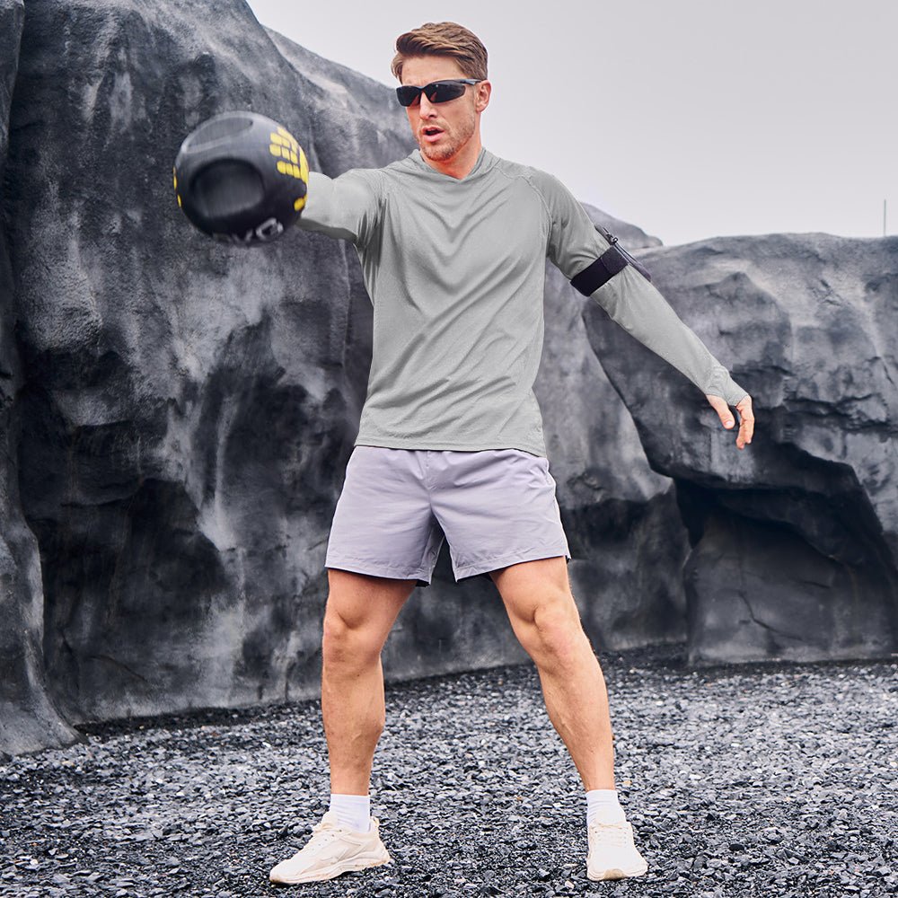 Grey Men's UPF 50+ Hooded Fishing Shirts | Sun Protection - MAGCOMSEN #Color_Grey