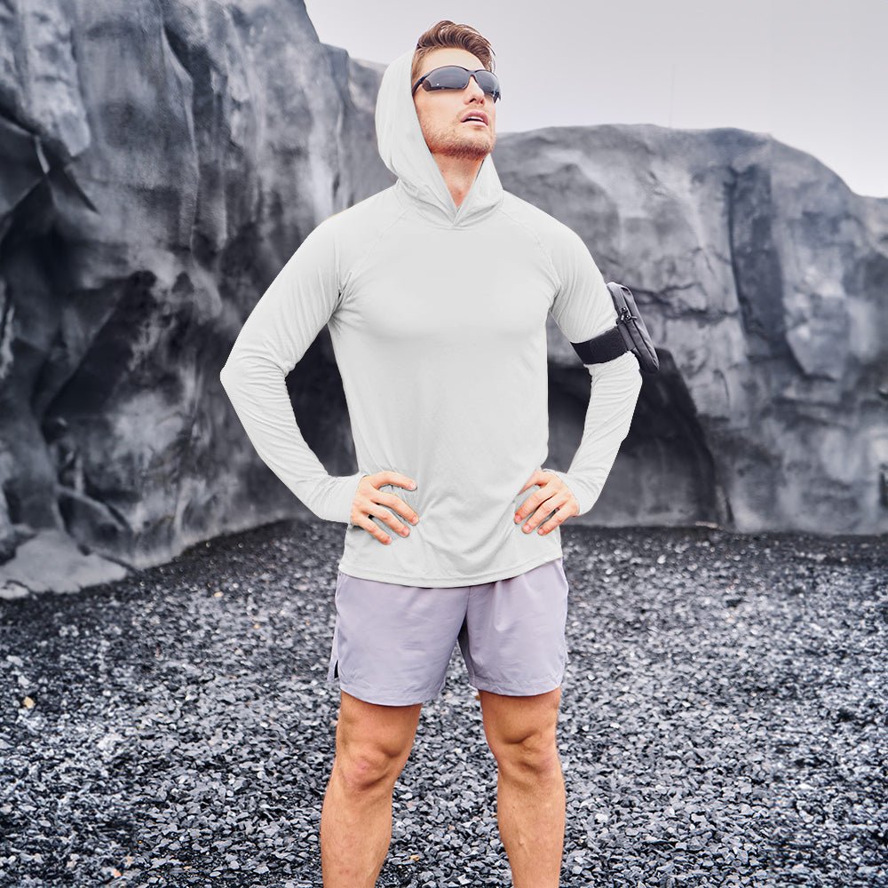 White Men's UPF 50+ Hooded Fishing Shirts | Sun Protection - MAGCOMSEN