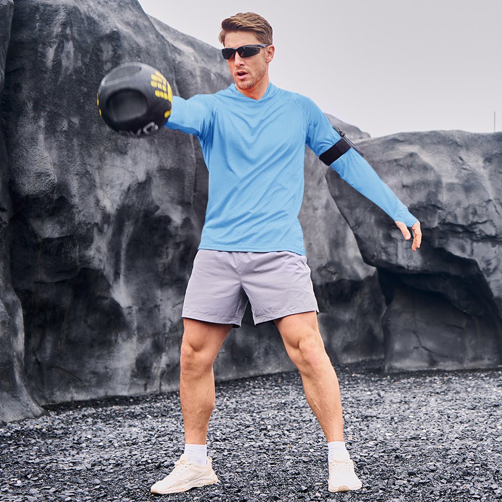 Blue Men's UPF 50+ Hooded Fishing Shirts | Sun Protection - MAGCOMSEN