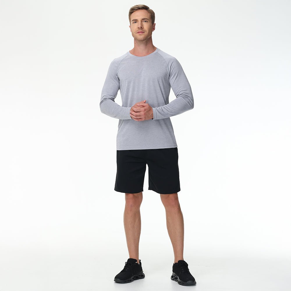Light Grey Men's UPF 50+ Long Sleeve Shirt Dry Fit for Fishing & Hiking - MAGCOMSEN