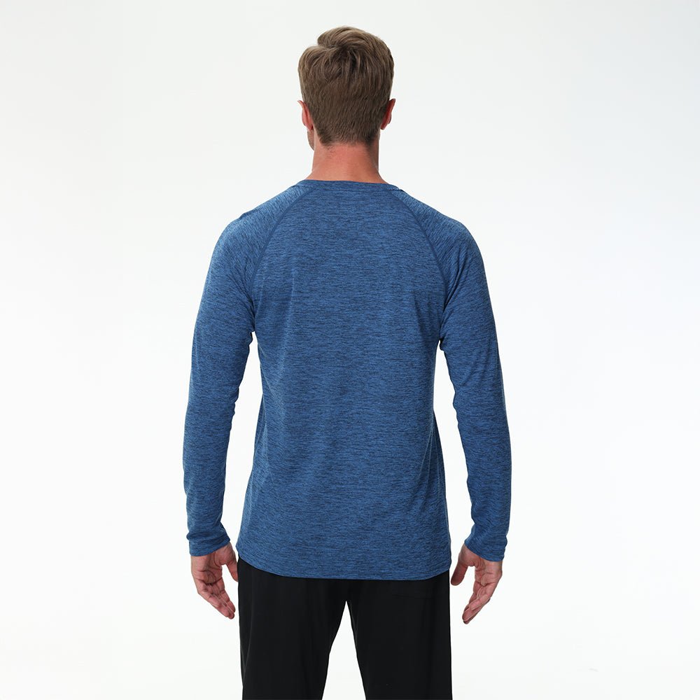 Medium Blue Men's UPF 50+ Long Sleeve Shirt Dry Fit for Fishing & Hiking - MAGCOMSEN