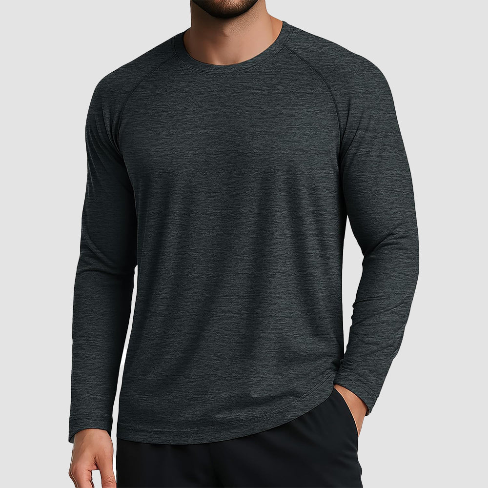 Black Men's UPF 50+ Long Sleeve Shirt Dry Fit for Fishing & Hiking - MAGCOMSEN