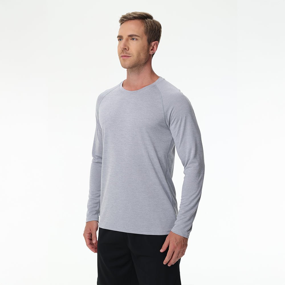 Light Grey Men's UPF 50+ Long Sleeve Shirt Dry Fit for Fishing & Hiking - MAGCOMSEN