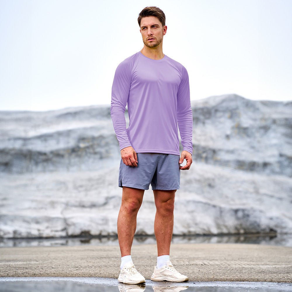 Light Purple Men's UPF 50+ Quick Dry Shirt - Sun Protection for Hiking - MAGCOMSEN