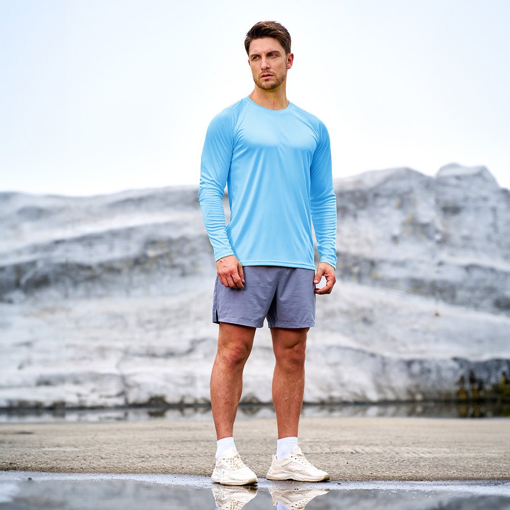 Blue MAGCOMSEN Men's UPF 50+ Quick Dry Shirt - Sun Protection for Hiking #Color_Blue