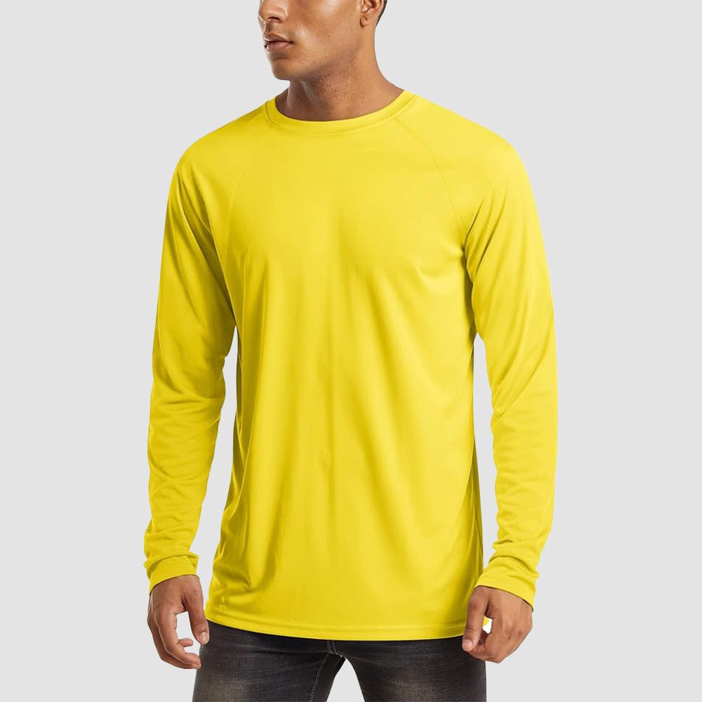 Yellow MAGCOMSEN Men's UPF 50+ Quick Dry Shirt - Sun Protection for Hiking