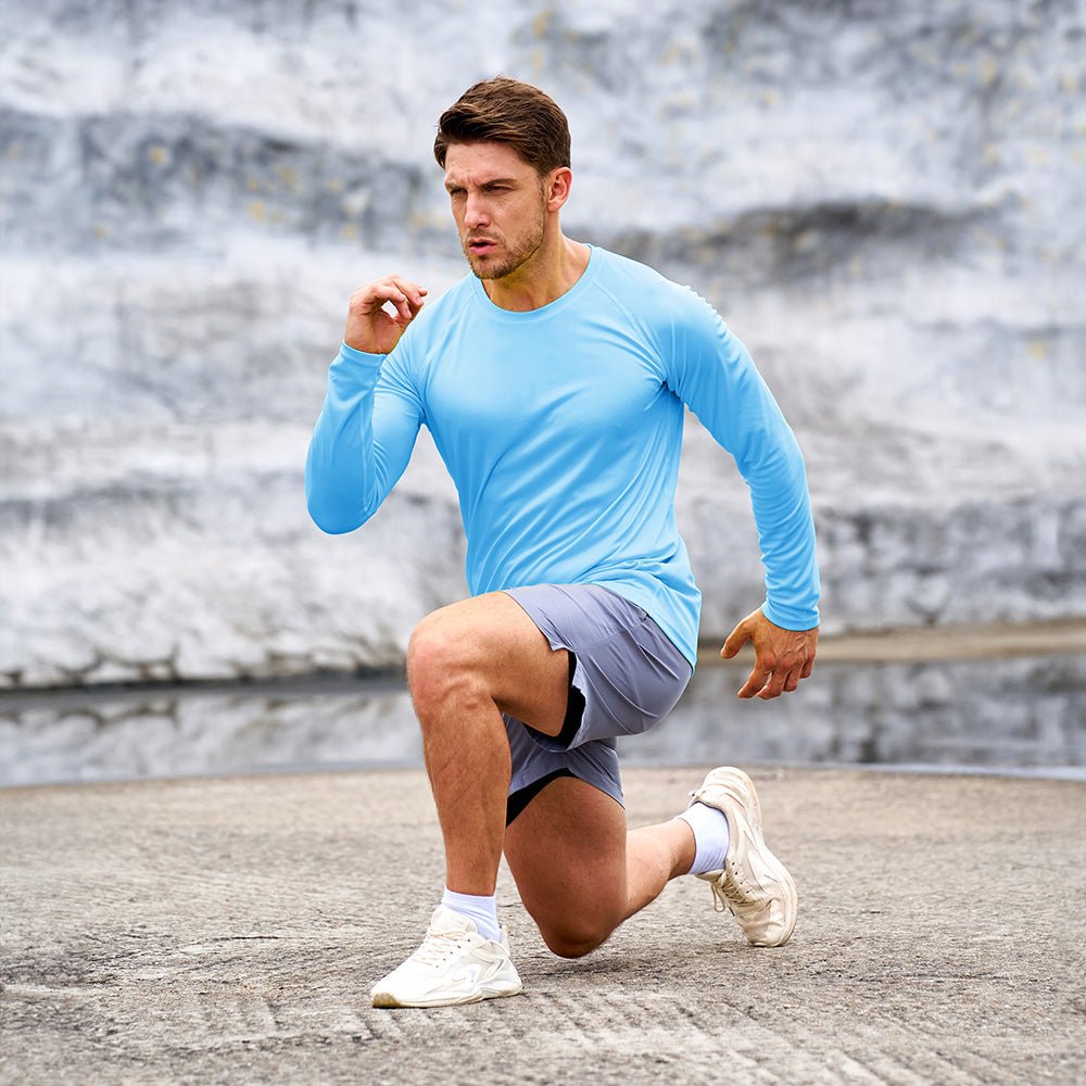 Blue MAGCOMSEN Men's UPF 50+ Quick Dry Shirt - Sun Protection for Hiking