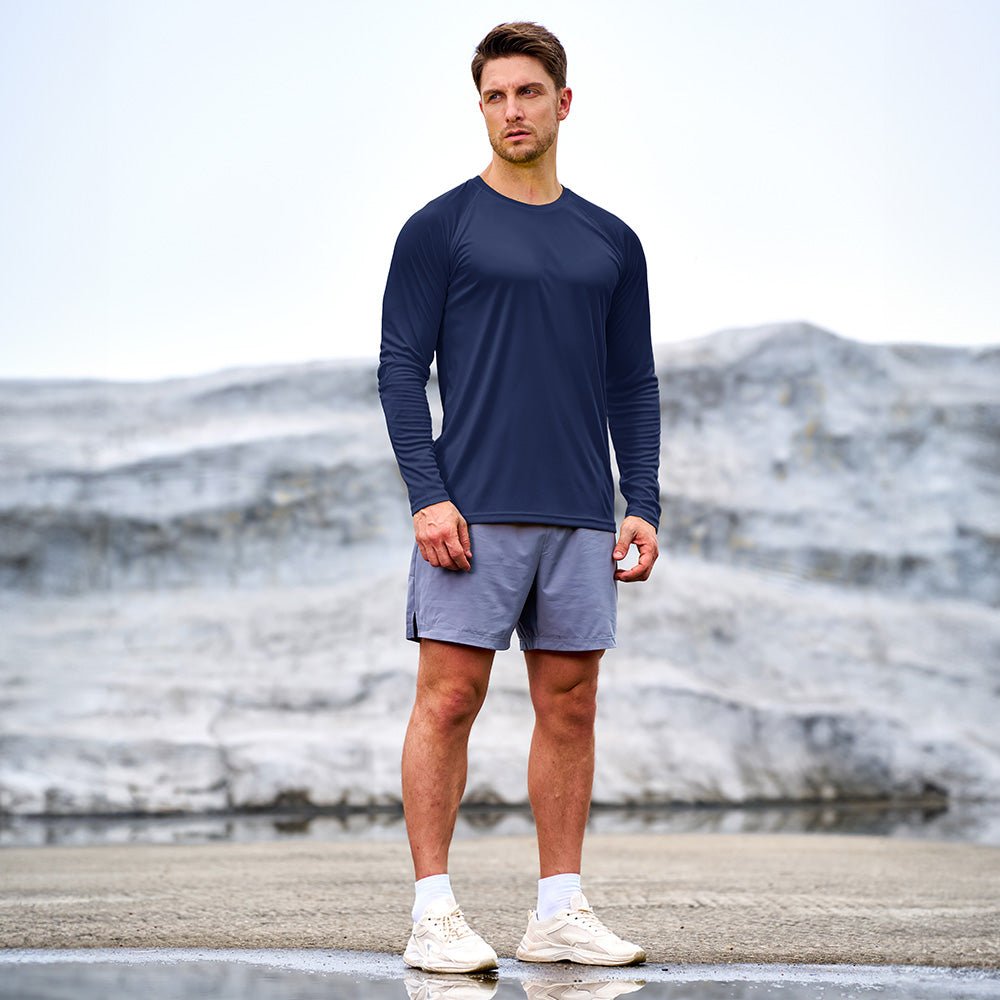 Navy Men's UPF 50+ Quick Dry Shirt - Sun Protection for Hiking - MAGCOMSEN #Color_Navy