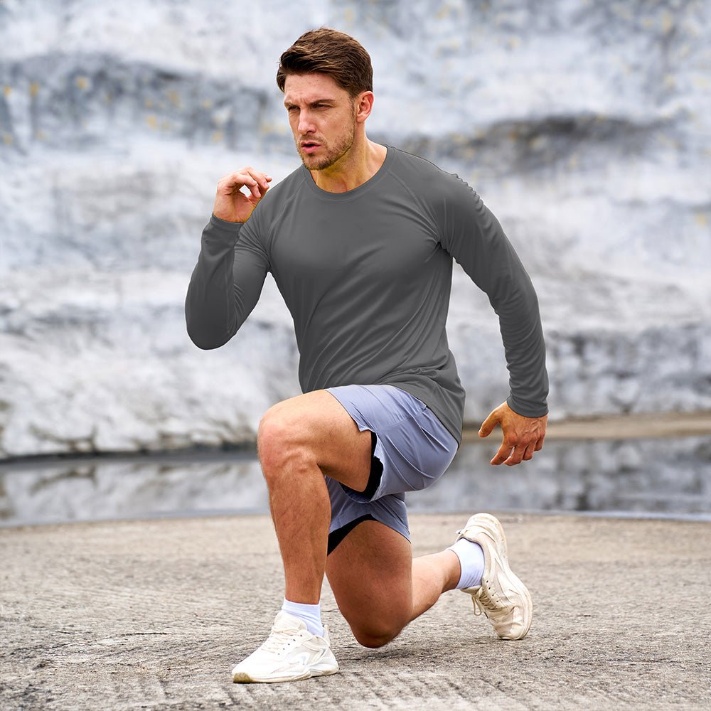 Dark Grey Men's UPF 50+ Quick Dry Shirt - Sun Protection for Hiking - MAGCOMSEN #Color_Dark Grey