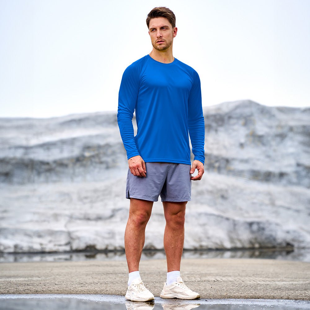 Bright Blue Men's UPF 50+ Quick Dry Shirt - Sun Protection for Hiking - MAGCOMSEN