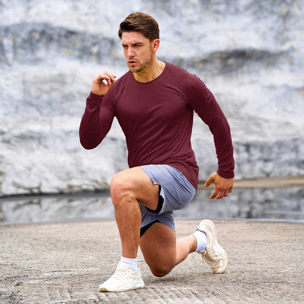 Wine Men's UPF 50+ Quick Dry Shirt - Sun Protection for Hiking - MAGCOMSEN