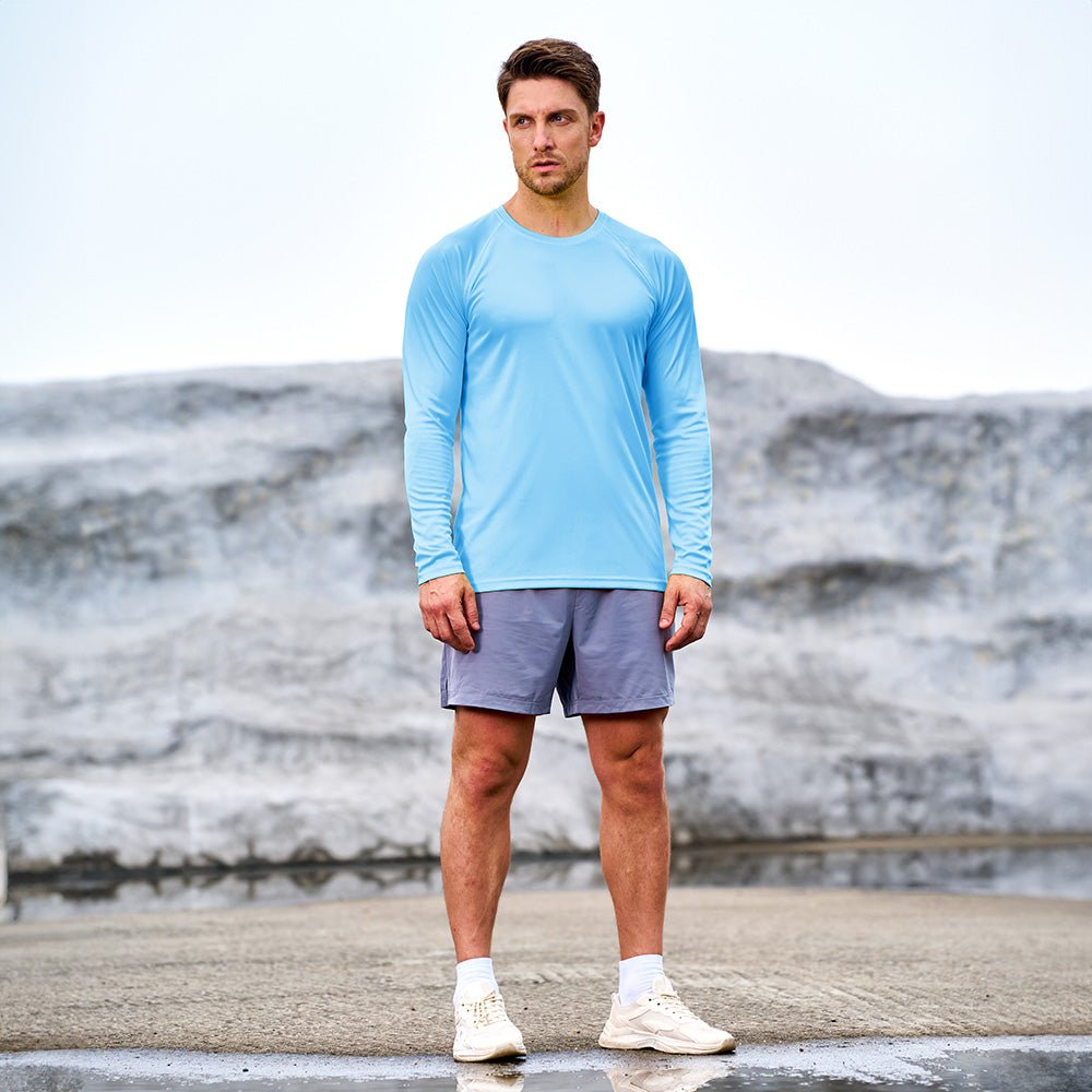 Blue MAGCOMSEN Men's UPF 50+ Quick Dry Shirt - Sun Protection for Hiking #Color_Blue