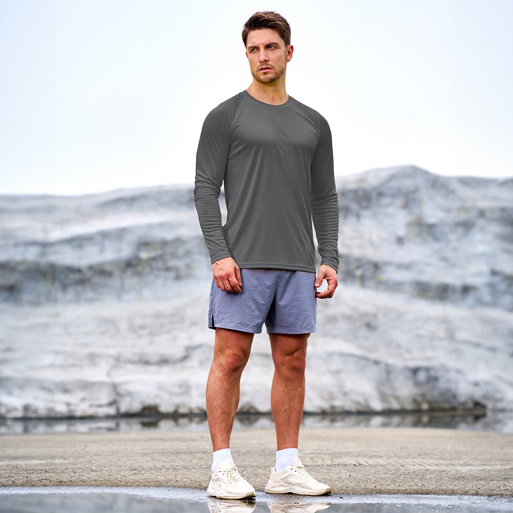 Dark Grey Men's UPF 50+ Quick Dry Shirt - Sun Protection for Hiking - MAGCOMSEN #Color_Dark Grey