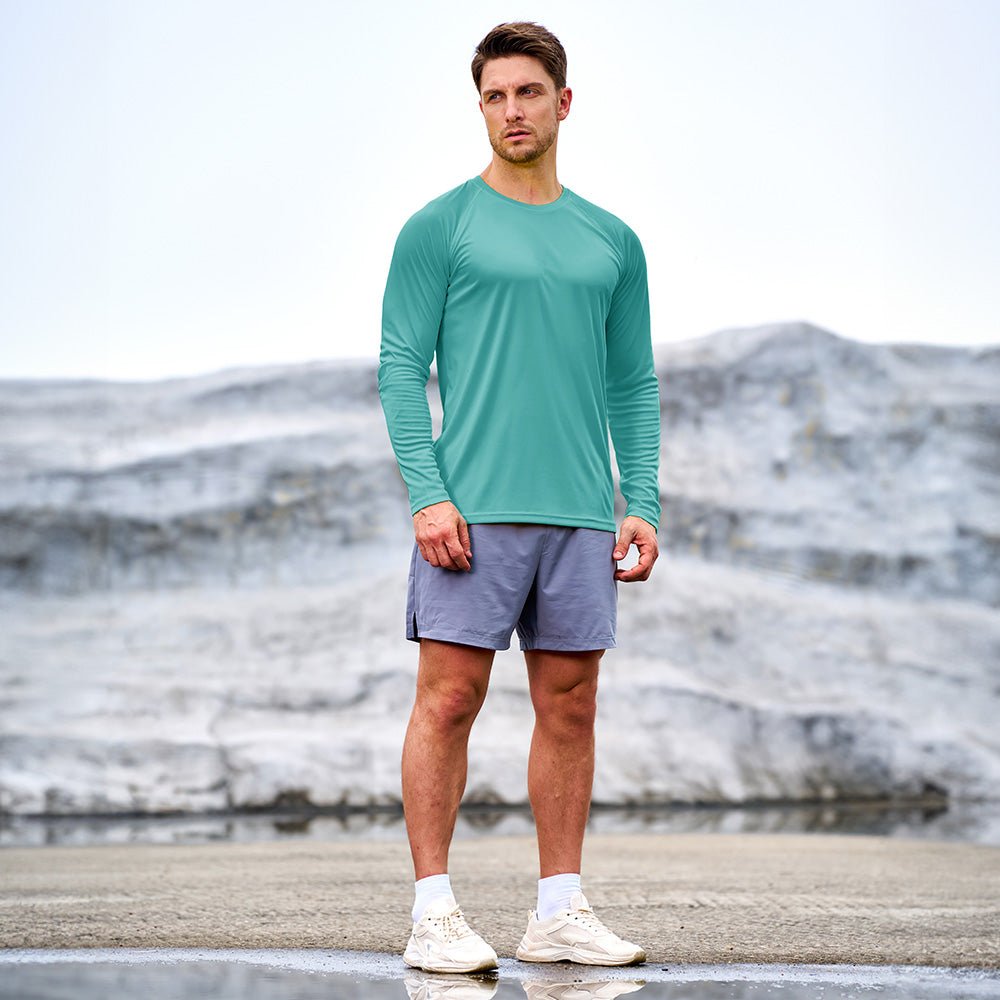 Grey Green Men's UPF 50+ Quick Dry Shirt - Sun Protection for Hiking - MAGCOMSEN #Color_Grey Green