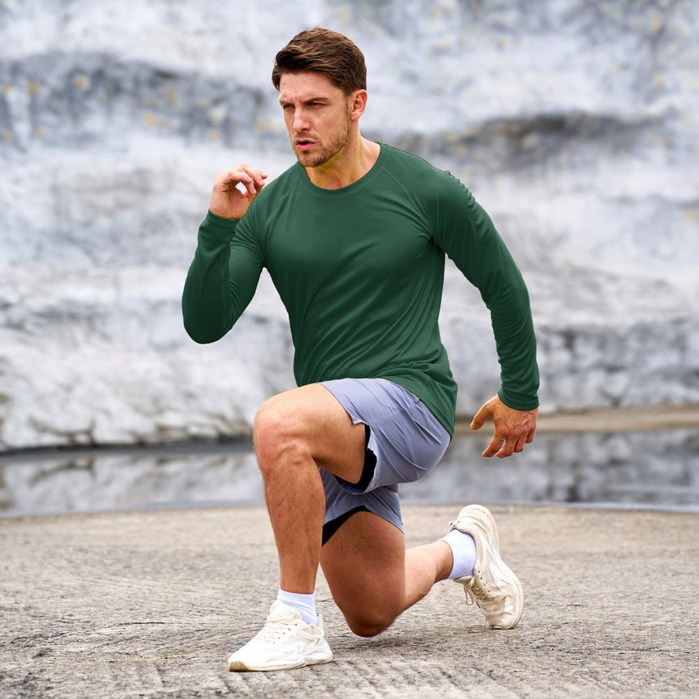 Dark Green Men's UPF 50+ Quick Dry Shirt - Sun Protection for Hiking - MAGCOMSEN